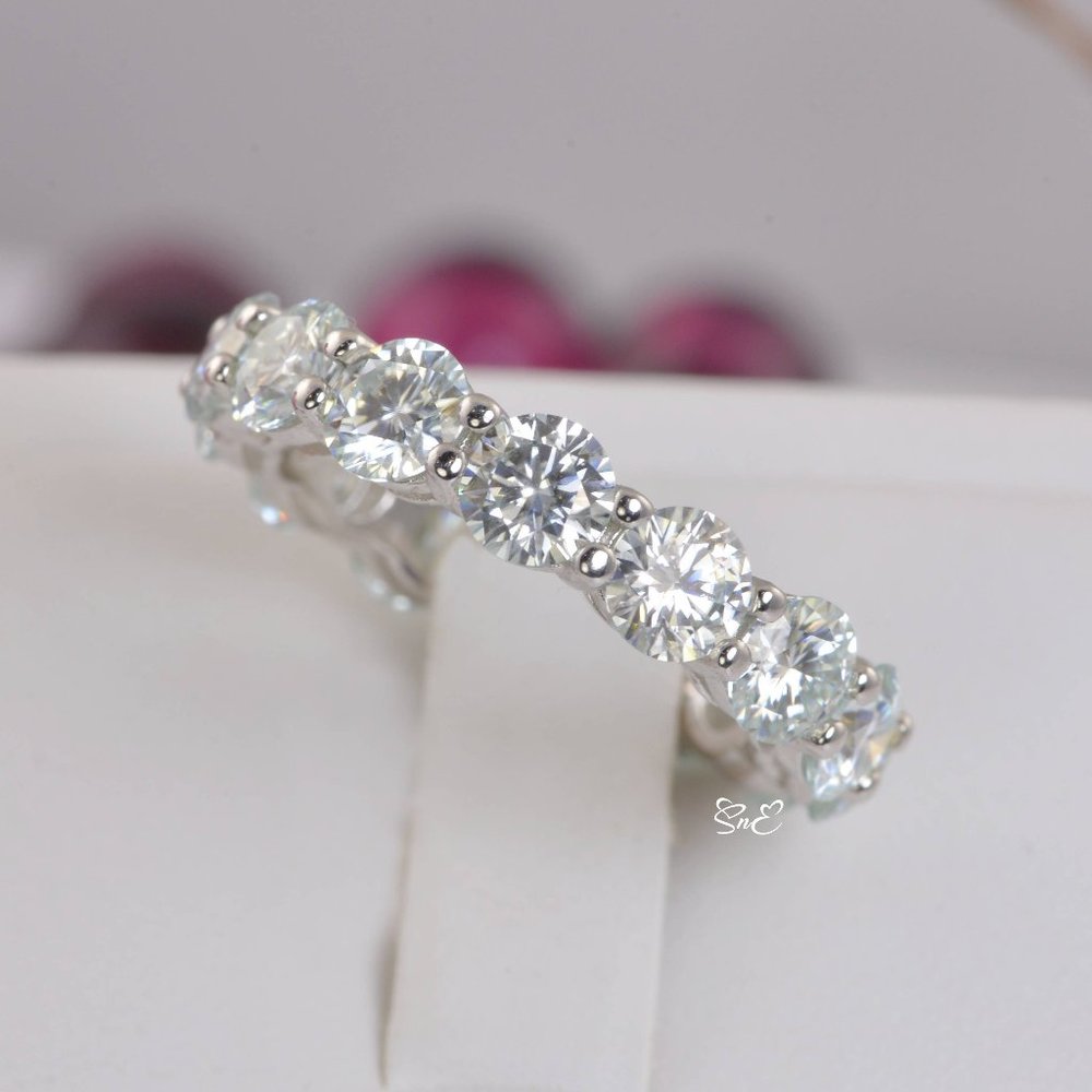 Certified Moissanite Diamond Eternity Ring Wedding Band 5mm 7 Ct - Picture 2 of 15